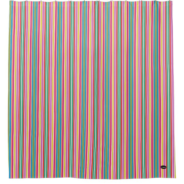 Bright Multi-Colour Stripe Shower Curtain by HAMbW (Front)