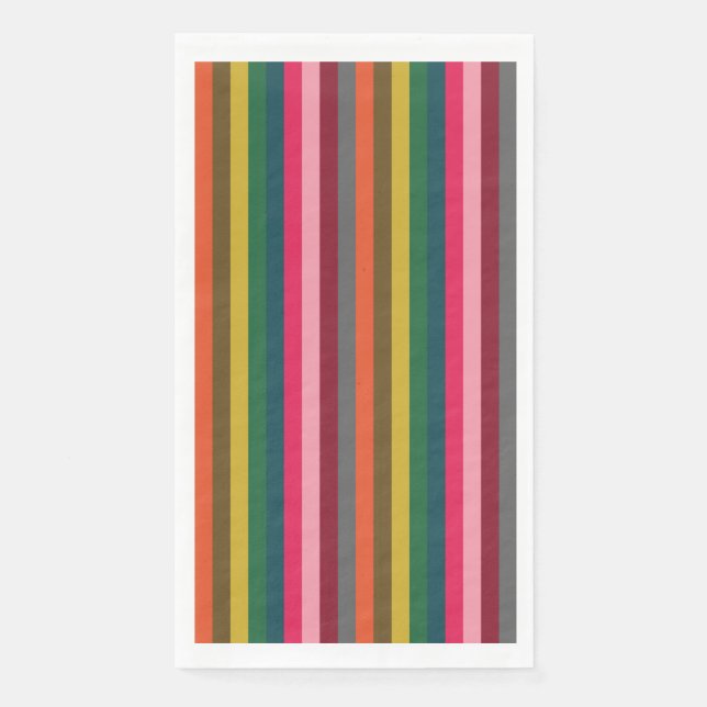 Bright Multi Colour Striped Pattern Napkin (Front)