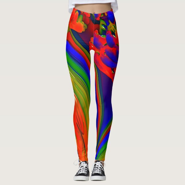Bright Multi Coloured Fractal Leggings (Front)