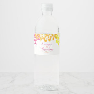 Bright Multi-Coloured Mums, Floral Water Bottle Label