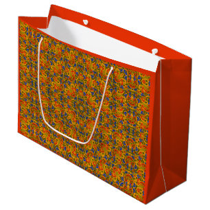 Bright multi-coloured pattern handkerchief orange large gift bag