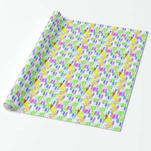 Bright Multi Coloured Test Tubes Wrapping Paper