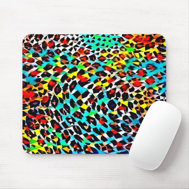Bright Multicolor Modern Mosaic Mouse Mat (With Mouse)