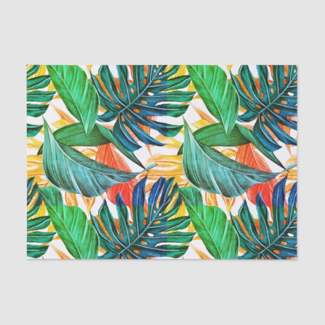 Bright Multicolor Palm Leaves Tissue Paper (Front)