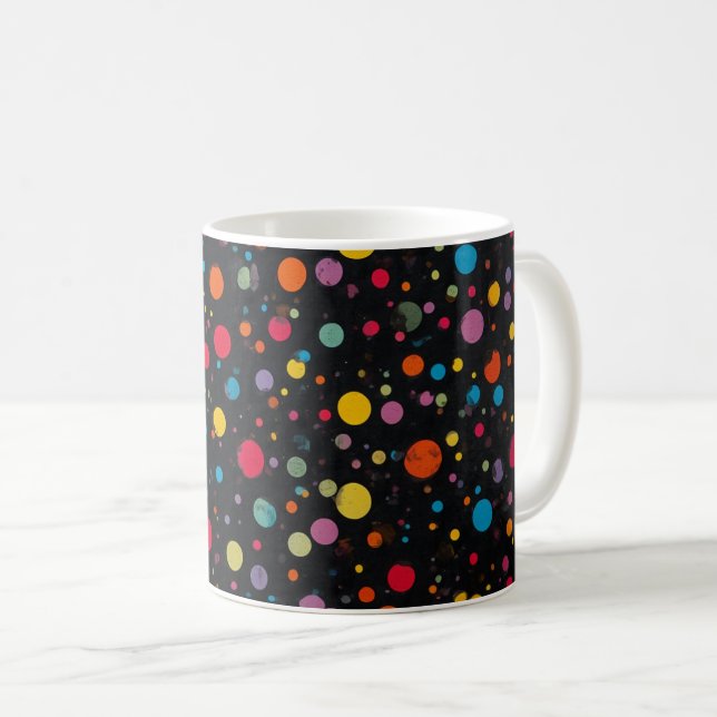 Bright Multicolor Polka Dots  Coffee Mug (Front Right)