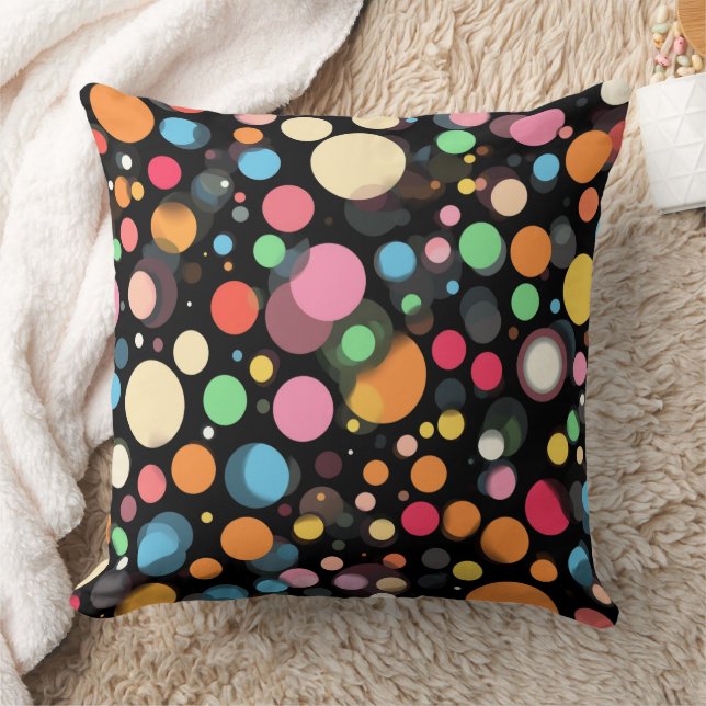 Bright Multicolor Polka Dots Cushion (Blanket)