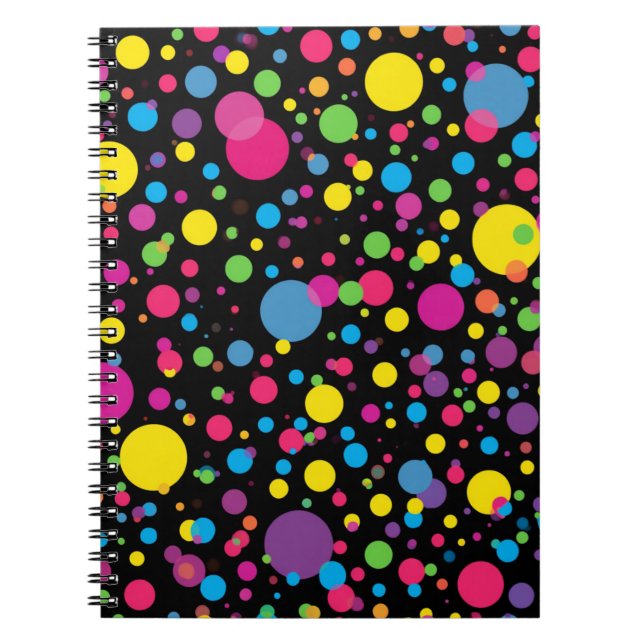 Bright Multicolor Polka Dots Notebook (Front)