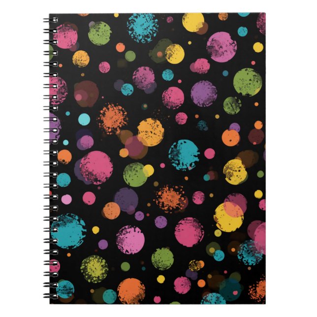 Bright Multicolor Polka Dots Notebook (Front)