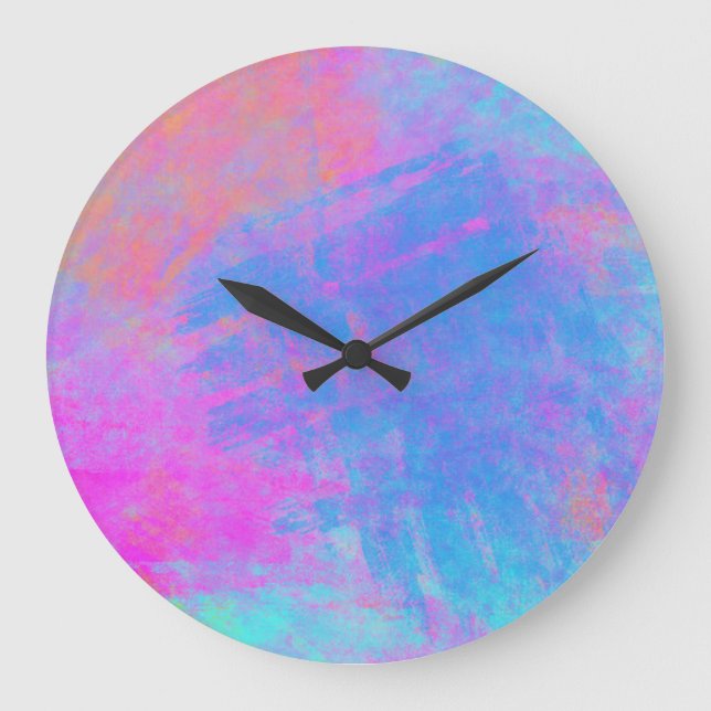 Bright Multicolor Splashes Large Clock (Front)