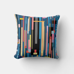 bright multicolored abstract pattern of stripes cushion