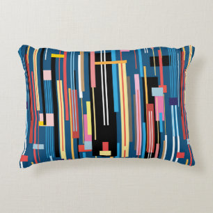 bright multicolored abstract pattern of stripes decorative cushion