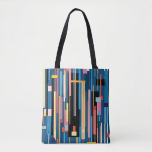 bright multicolored abstract pattern of stripes tote bag