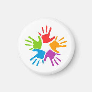 Bright Multicolored Diversity Hand-prints Magnet