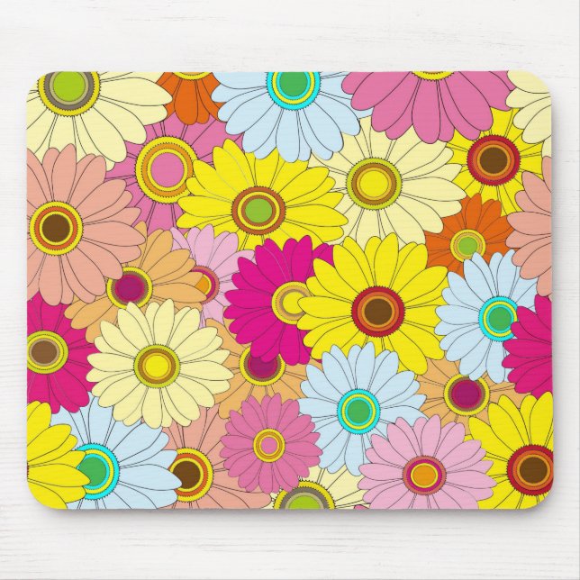 Bright Multicolored Floral Background Mouse Mat (Front)