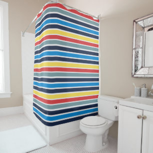 Bright multicolored horizontal stripes. shower cur curtain