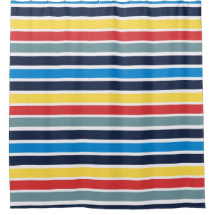 Bright multicolored horizontal stripes. shower curtain