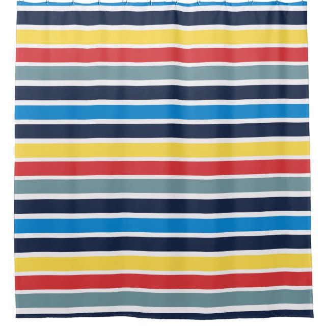 Bright multicolored horizontal stripes. shower curtain (Front)