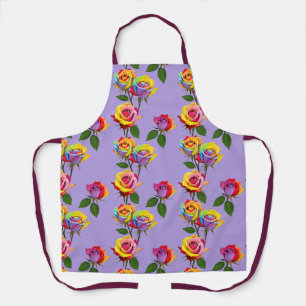 Bright Multicolored Roses In Rainbow Shades Apron