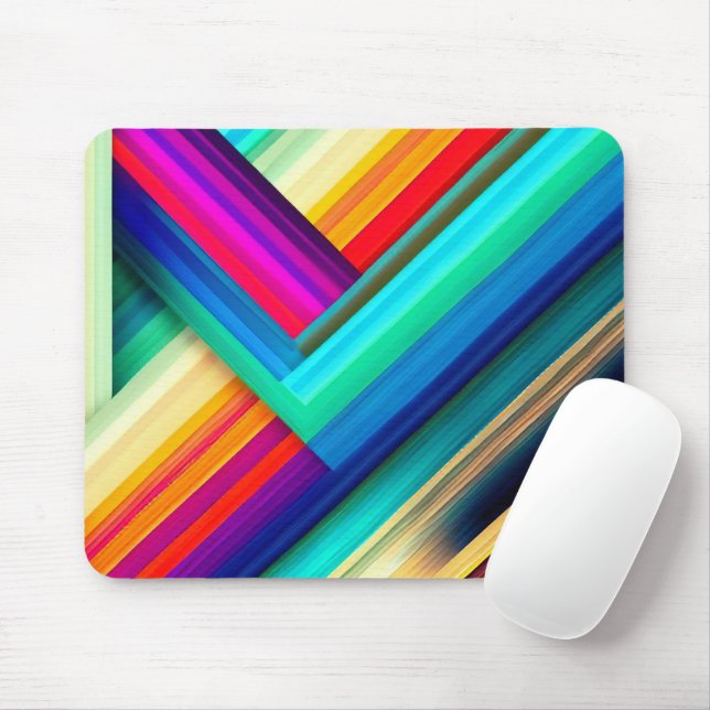 Bright Multicolored Stripes with Large Chevron Mouse Mat (With Mouse)