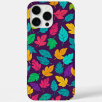 Bright Multicoloured Leaf Pattern Dark Background