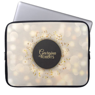 Bright Music Notes and Custom Name Laptop Sleeve