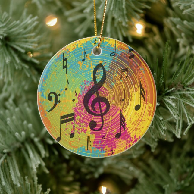 Bright Music Notes on Explosion of Colour Ceramic Tree Decoration (Tree)