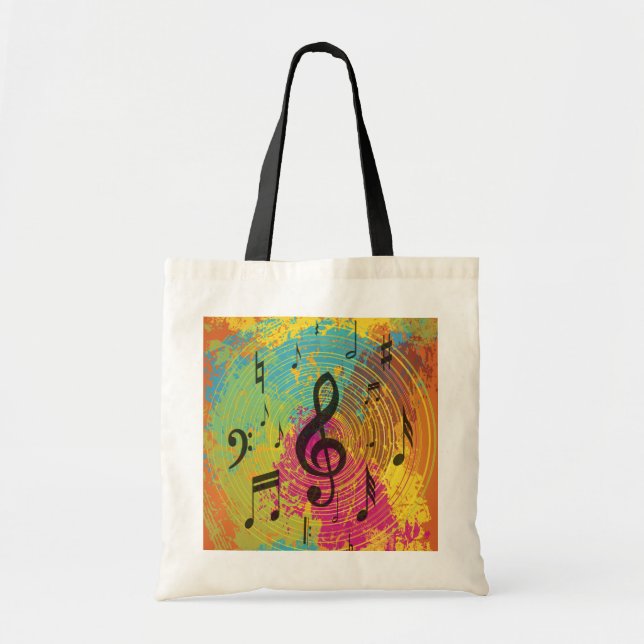 Bright Music Notes on Explosion of Colour Tote Bag (Front)