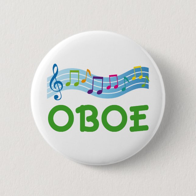 Bright Music Staff Oboe Gift 6 Cm Round Badge (Front)