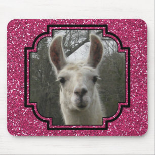 Bright N Sparkling Llama in Hot Pink Mouse Mat