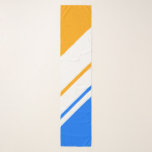 Bright Nautical Blue Yellow White Racing Stripes  Scarf<br><div class="desc">This modern,  sleek design features three right corner white different width,  diagonal parallel racing stripes against vibrant bright blue and yellow backgrounds.</div>
