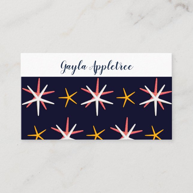Bright Nautical Starfish Professional Business Card (Front)