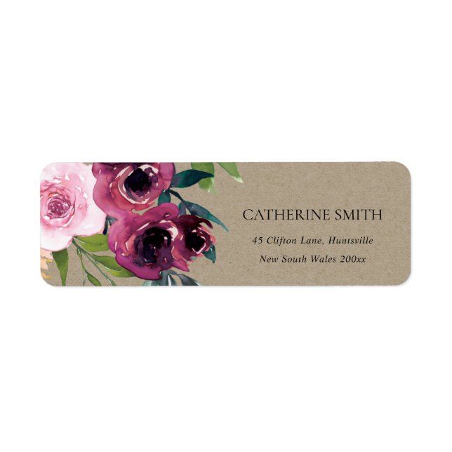 BRIGHT NAVY BLUSH BURGUNDY FLORAL BUNCH ADDRESS (Front)