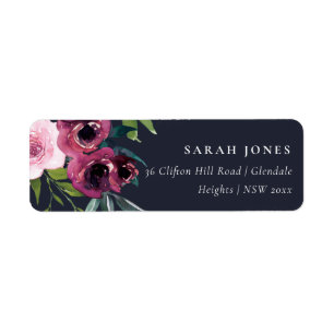 BRIGHT NAVY BLUSH BURGUNDY FLORAL BUNCH ADDRESS