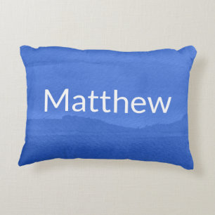 Bright Navy Ombre with Kids Name Decorative Cushion