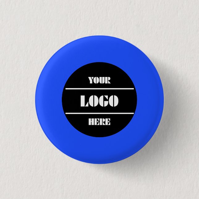 Bright Neon Blue Personalised Circle Badge Button (Front)