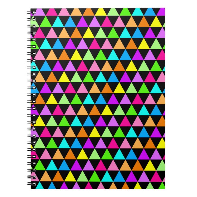 Bright Neon Colors Triangles Cover Notebook (Front)