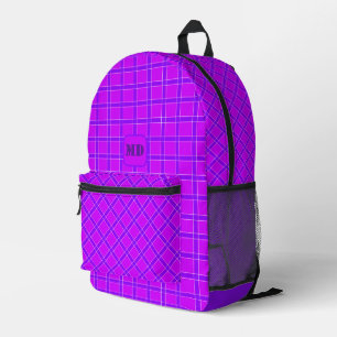 Bright neon crimson chequered pattern Throw Pillow Printed Backpack