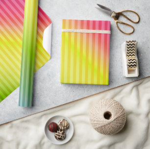 Bright neon fluorescent gradient rainbow ombre col wrapping paper