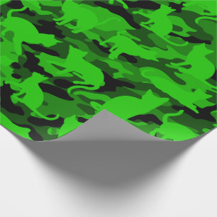 Bright Neon Green Catmouflage Wrapping Paper