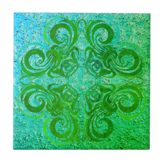 Bright Neon Green Retro Tiles
