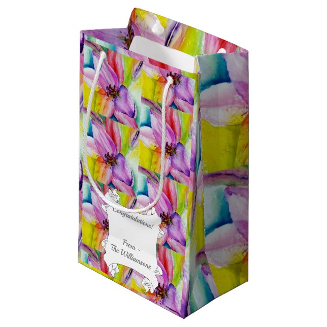 Bright Neon Lily Small Gift Bag (Front Angled)