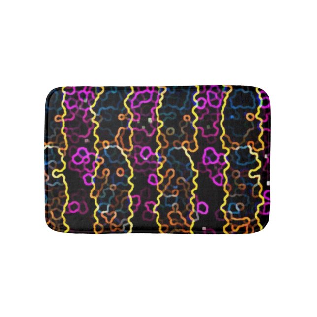 Bright "Neon on Black" Bath Mat (Front)