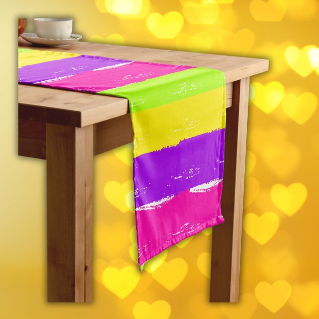 Bright Neon Paint Brush Strokes |  Short Table Runner (Creator Uploaded)