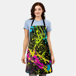 Bright Neon Paint Splatter Apron