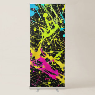 Bright Neon Paint Splatter Retractable Banner