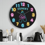 Bright Neon Personalised Beer Bar Large Clock<br><div class="desc">Bright Neon Personalised Beer Bar Large Clock</div>