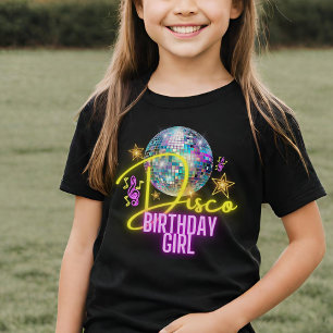 Bright Neon Pink Glow Disco Ball Dance Birthday T-Shirt