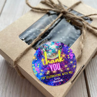 Bright Neon Pink Glow Disco Dance Party Thank You