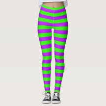 Bright Neon Purple and Green Horizontal Striped
