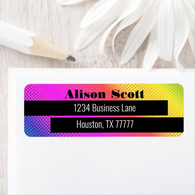 Bright Neon Rainbow Modern Business Return Address (Insitu)